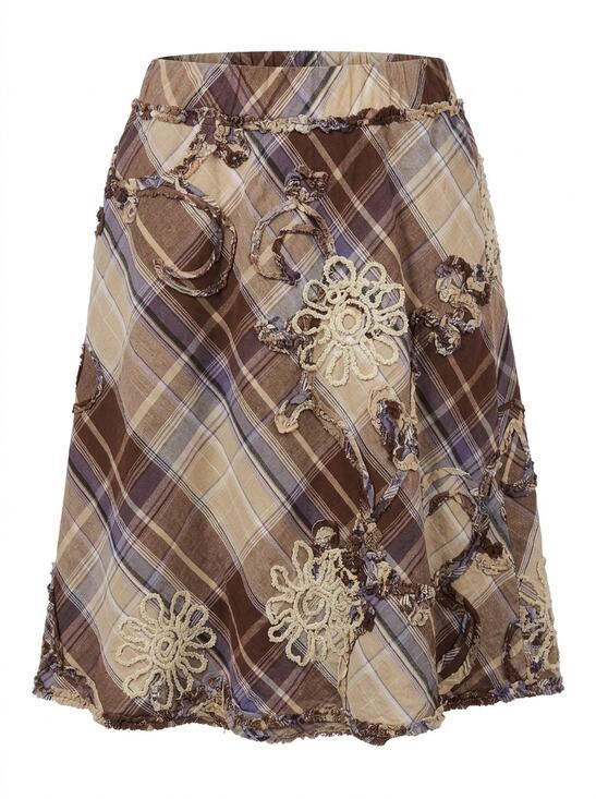 Max Studio Dresses & Skirts - Max Studio Embroidered A-Line Knee Length Plaid Skirt Women Size XS